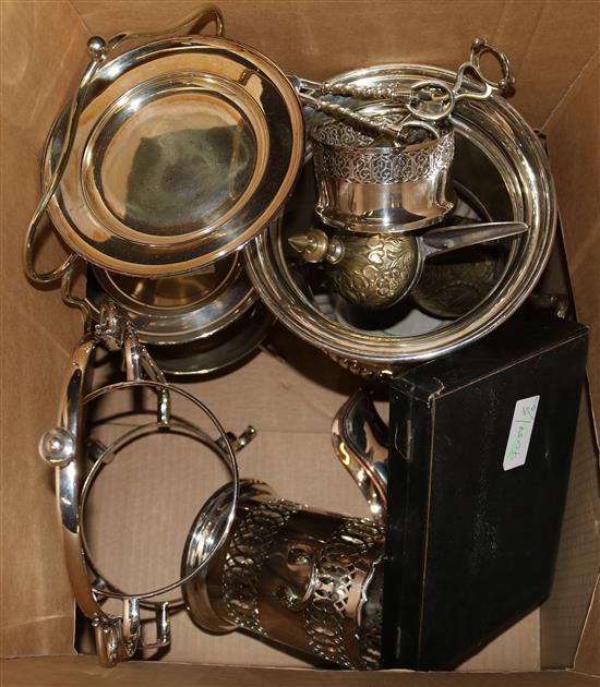 Quantity of plated ware- wine cooler, cake stands and jug